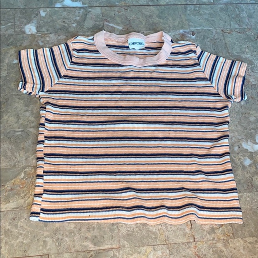 Cherokee Pink and Blue Striped Kids Tee